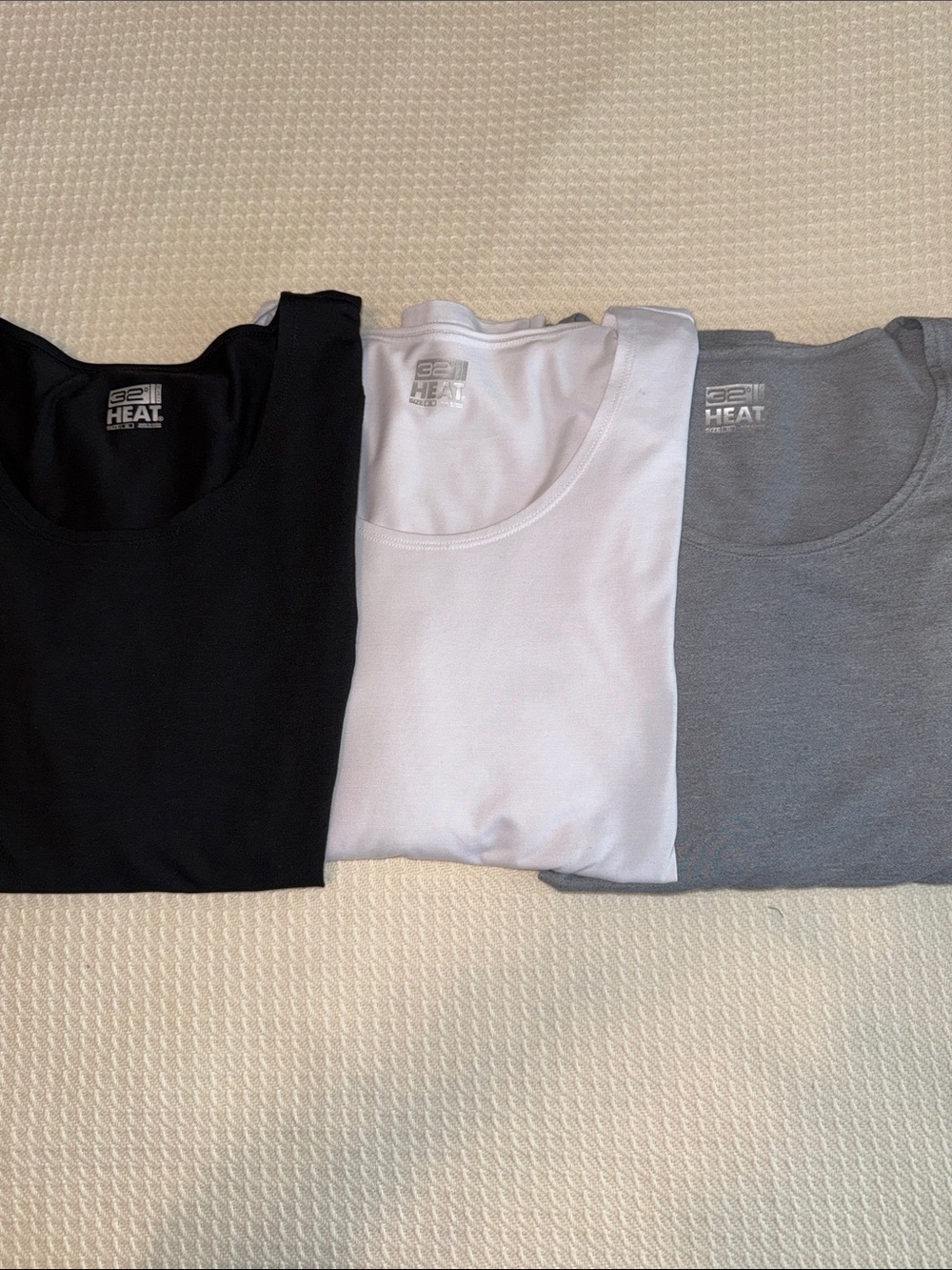 3-Pack 32 Degree Heat Activewear Long Sleeve Tops - Black, White, Gray